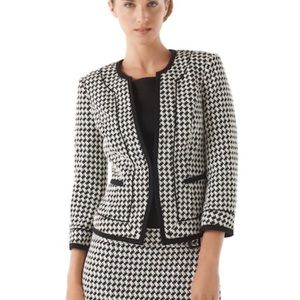 White House Black Market Houndstooth Knit Jacket.